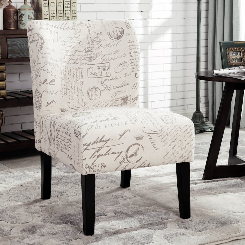 White Modern 29.13" Upholstered Accent Chair with Wood Legs for Living Room - White