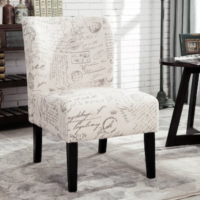White Modern 29.13" Upholstered Accent Chair with Wood Legs for Living Room