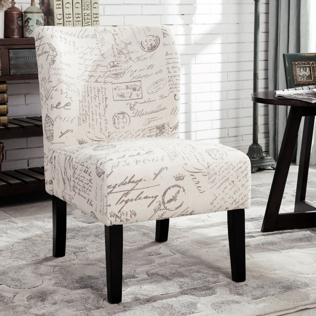 White Modern 29.13" Upholstered Accent Chair with Wood Legs for Living Room