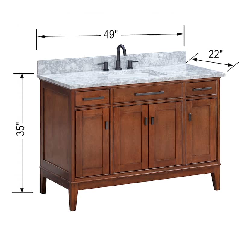 Avanity Madison 48-inch Single Vanity in Tobacco Finish with Sink and Top - 49"W x 22"D