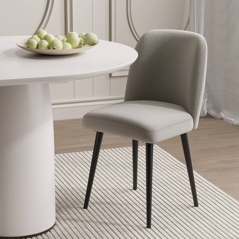 2Pcs Upholstered Dining Chairs Modern Fabric Kitchen Chairs with Padded Seat & Sturdy Metal Legs Side Chairs