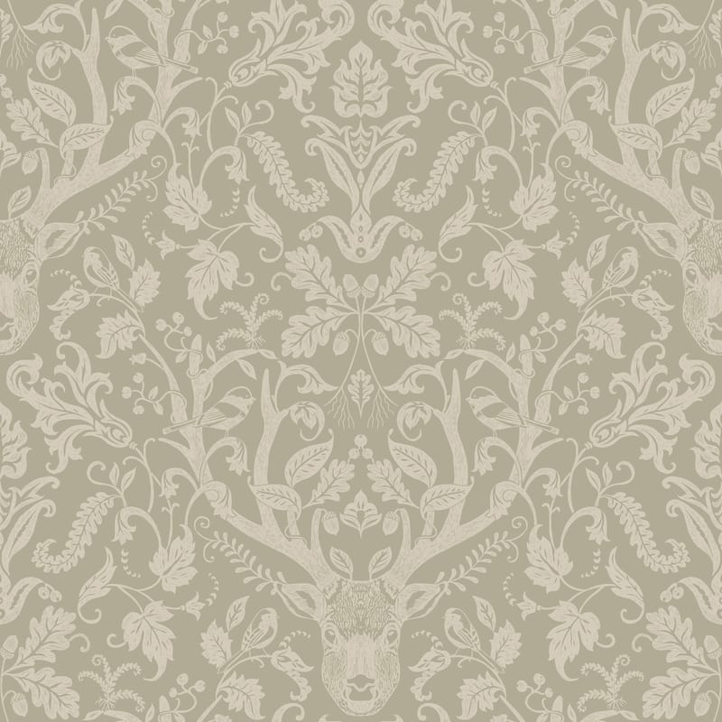 Chesapeake Kiwassa Sage Antler Damask Wallpaper