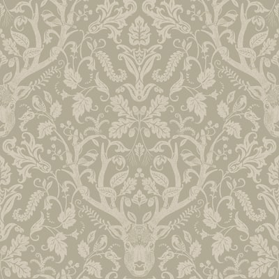 Chesapeake Kiwassa Sage Antler Damask Wallpaper