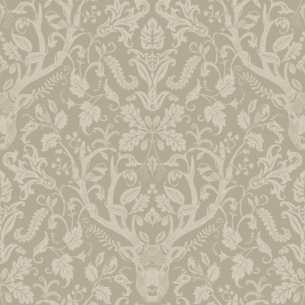 Chesapeake Kiwassa Sage Antler Damask Wallpaper