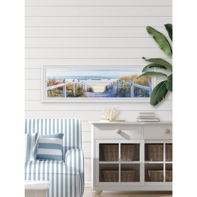 Coastal Beach Path Framed Painting Print - Home Decor Wall Art