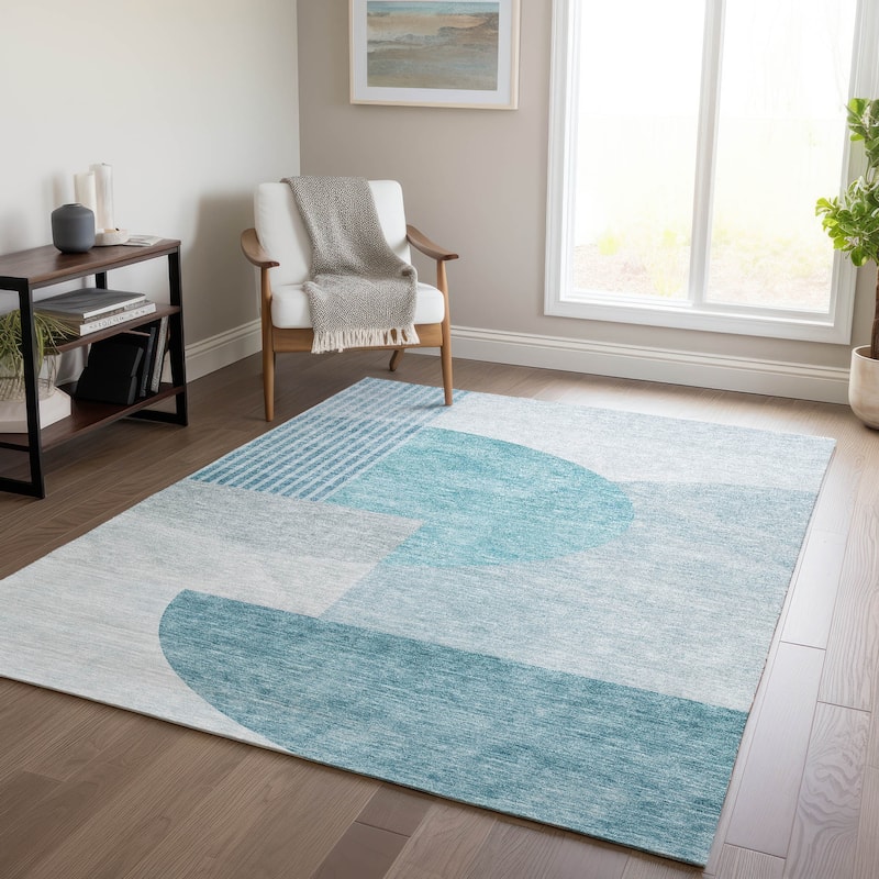 Machine Washable Indoor/ Outdoor Chantille Contemporary Modern Rug - Teal - 2'6" x 3'10"