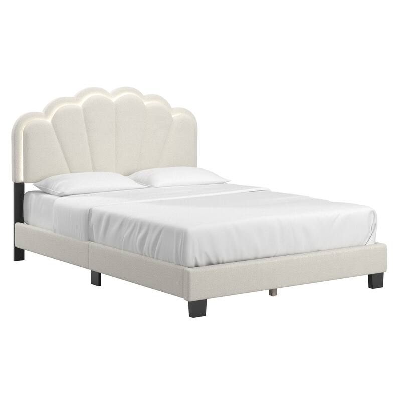 Wacissa LED Headboard Boucle Queen Platform Bed by iNSPIRE Q Modern
