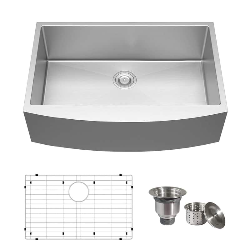 33 inches 16 Gauge Farmhouse Sink Stainless Steel with Accessories
