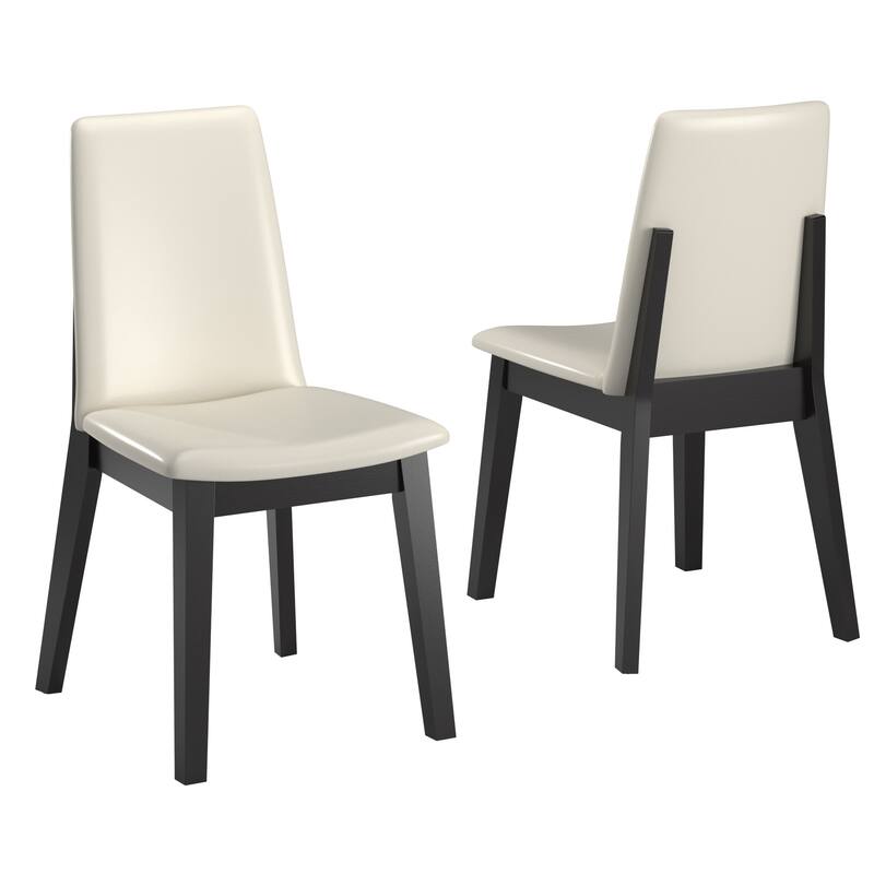 Harstad Wood Finish White Vegan Leather Dining Chair (Set of 2) by iNSPIRE Q Modern - Black Oak