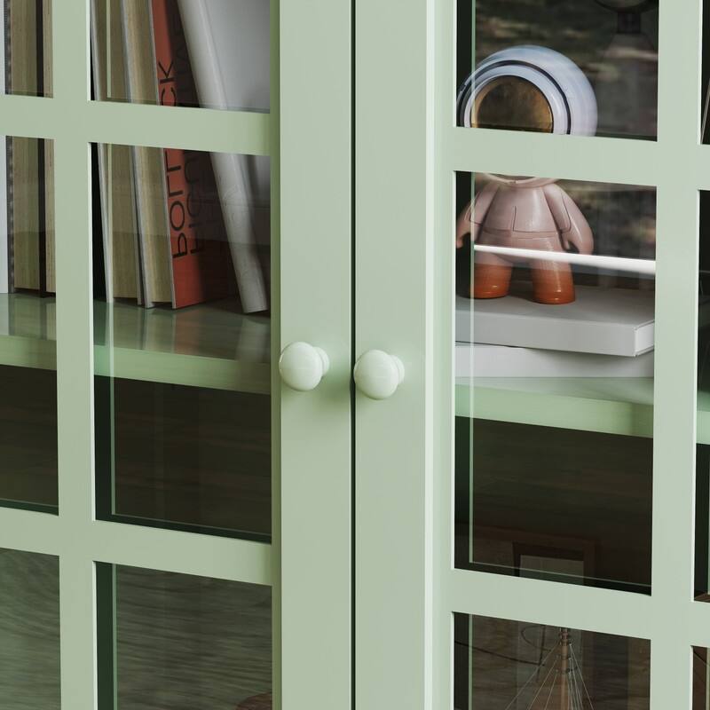 A Minimalist Buffet Cabinet with Double Glass Doors and a Drawer, Offering Modern Wooden Storage Solutions .