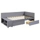preview thumbnail 9 of 16, Twin Size L-Shaped Upholstered Platform Bed with Built-In Storage and Drawers, Velvet Fabric