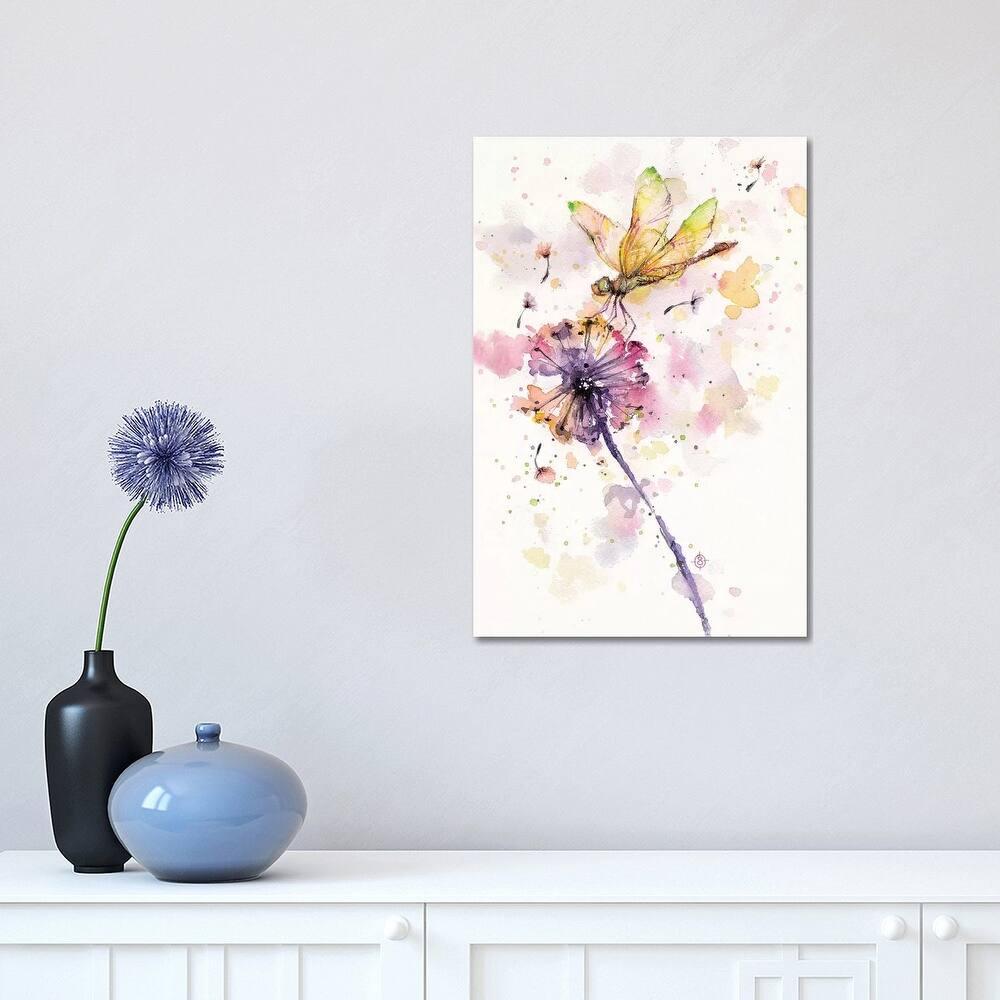 iCanvas "Dragonfly and Dandelion" by Sillier Than Sally Canvas Print