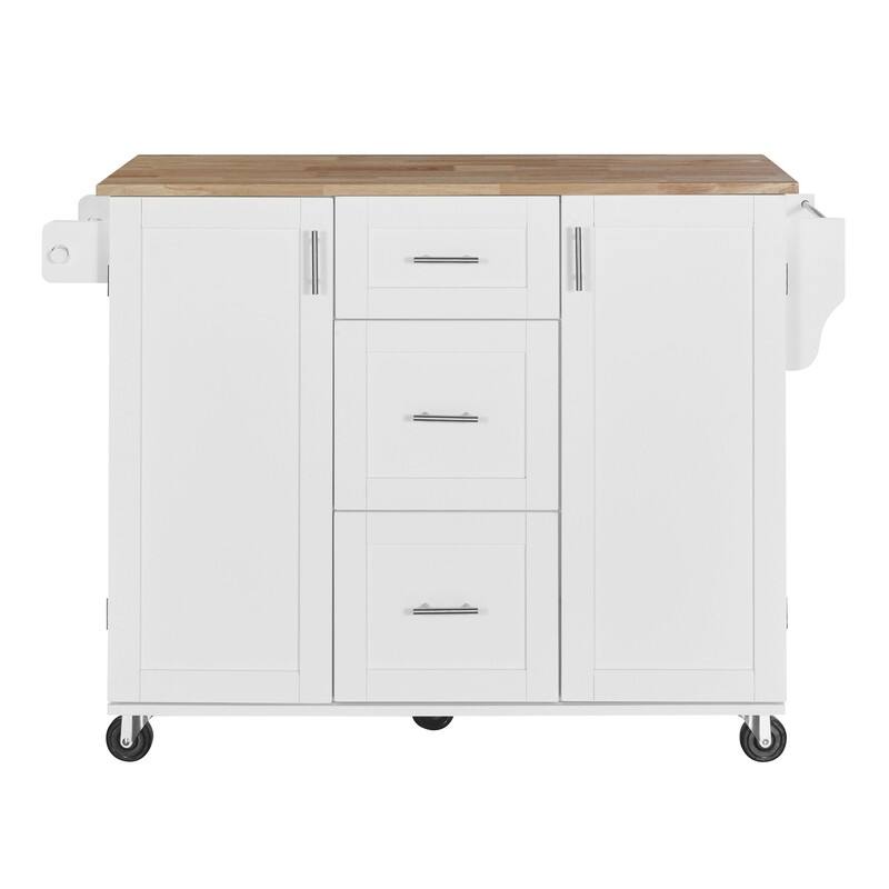 Rolling Kitchen Island Cart on Wheels with Storage,2 Slide-Out Shelf and Internal Storage Rack