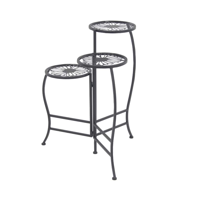 White or Black Metal Indoor Outdoor 3 Tier Floral Plantstand
