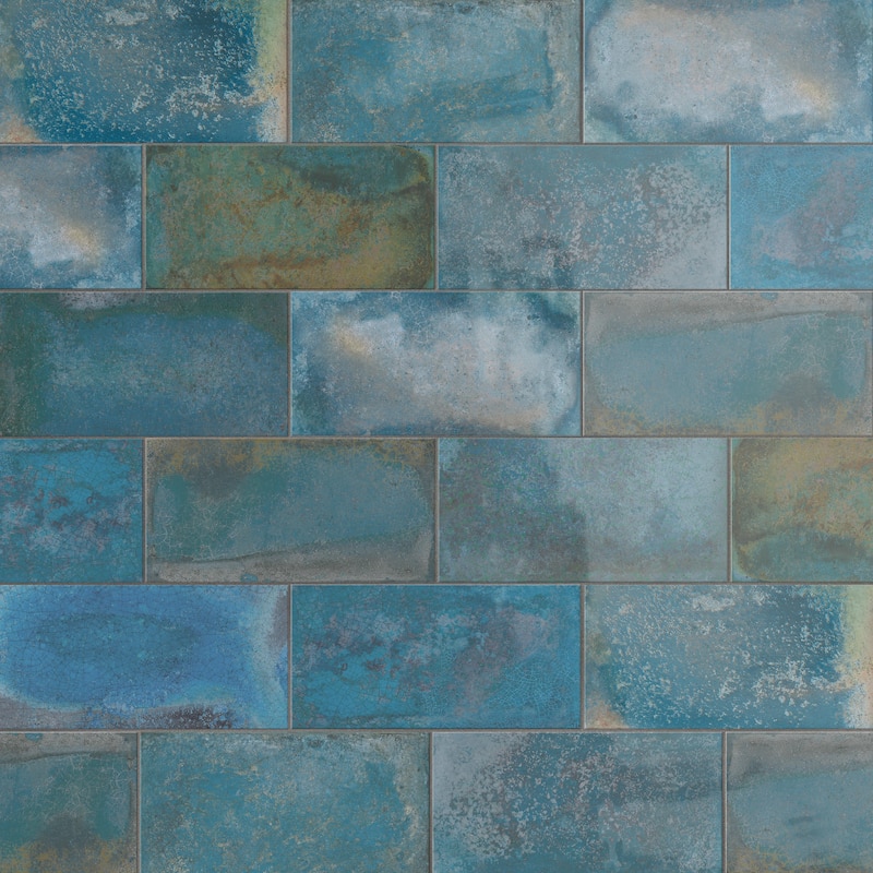 Merola Tile Atelier Oxid Blue 4-1/2" x 9-1/8" Porcelain Floor and Wall Tile