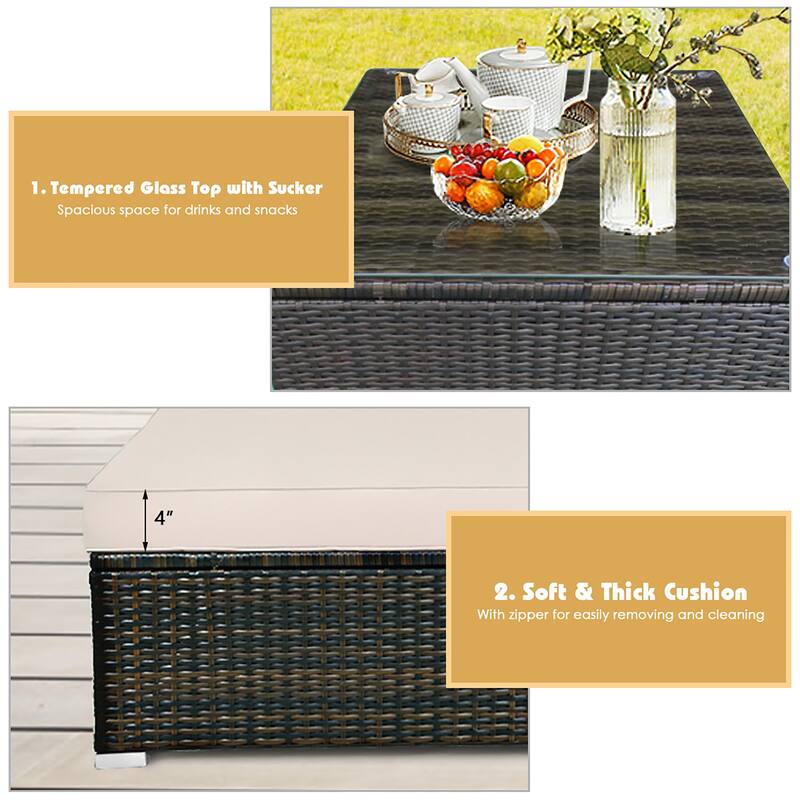 Costway 5PCS Outdoor Patio Rattan Furniture Set Sectional Conversation - See Description