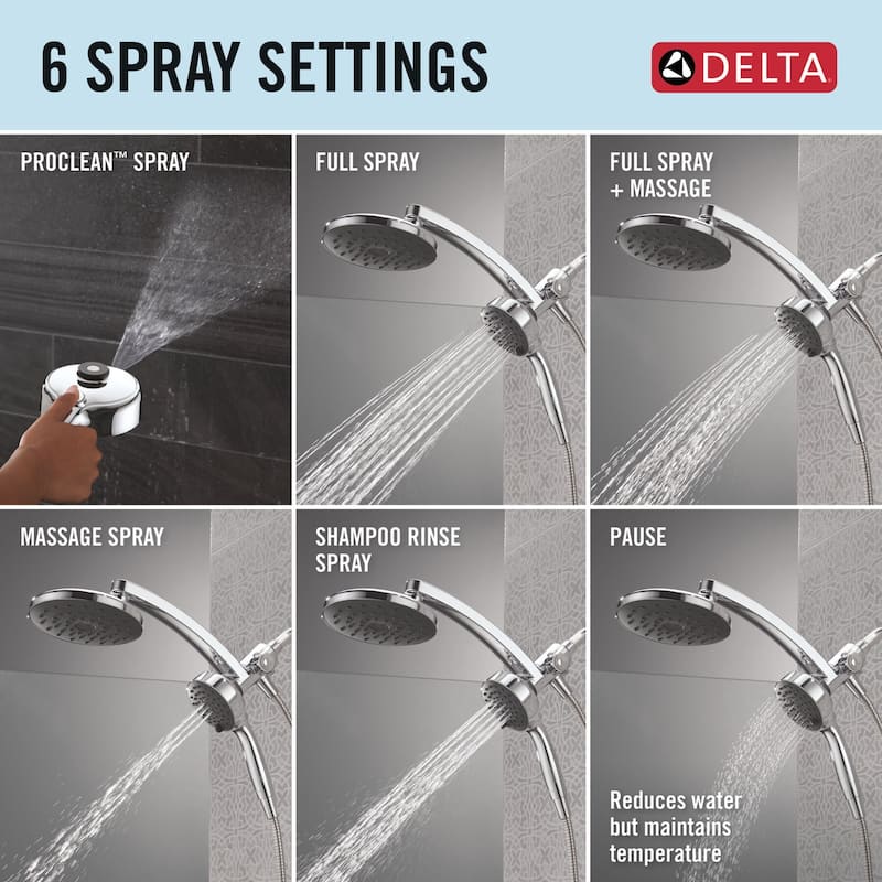 Delta 75648 PivotPro 1.75 GPM 3-in-1 Shower Head and 6 Setting Hand - Chrome