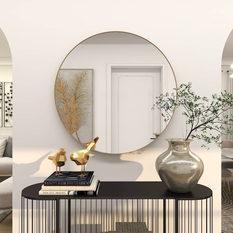 Black, White or Gold Wood Wall Mirror with Thin Frame