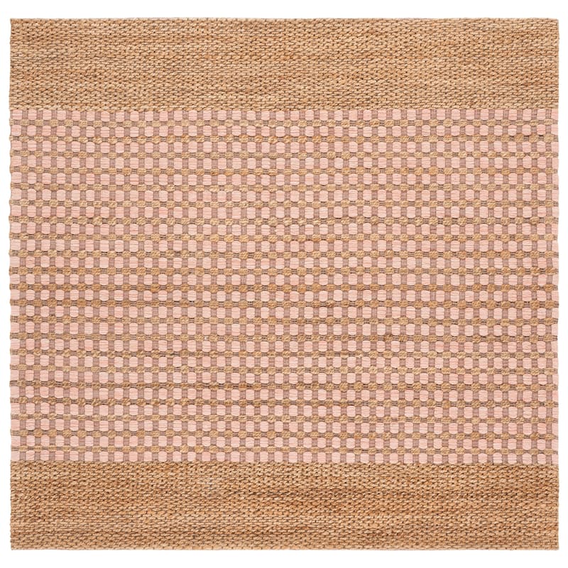 Martha Stewart by SAFAVIEH Handmade Enne Jute Rug - 6' Square - Natural/Blush