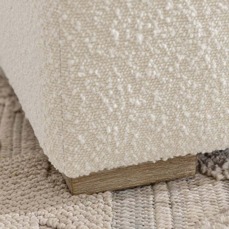 KINWELL 18.5" W Square Boucle Upholstered Ottoman Entryway Footstool