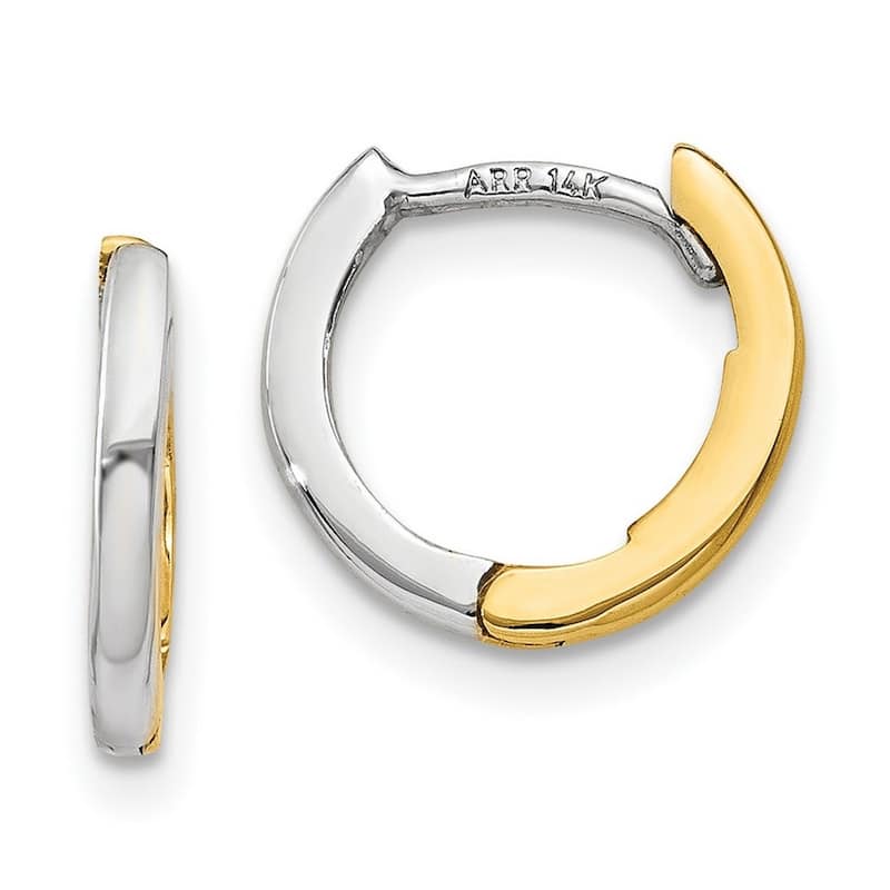 Curata 10k Two Tone Gold Mini Round Hinged Hoop Earrings - 7x1.5mm