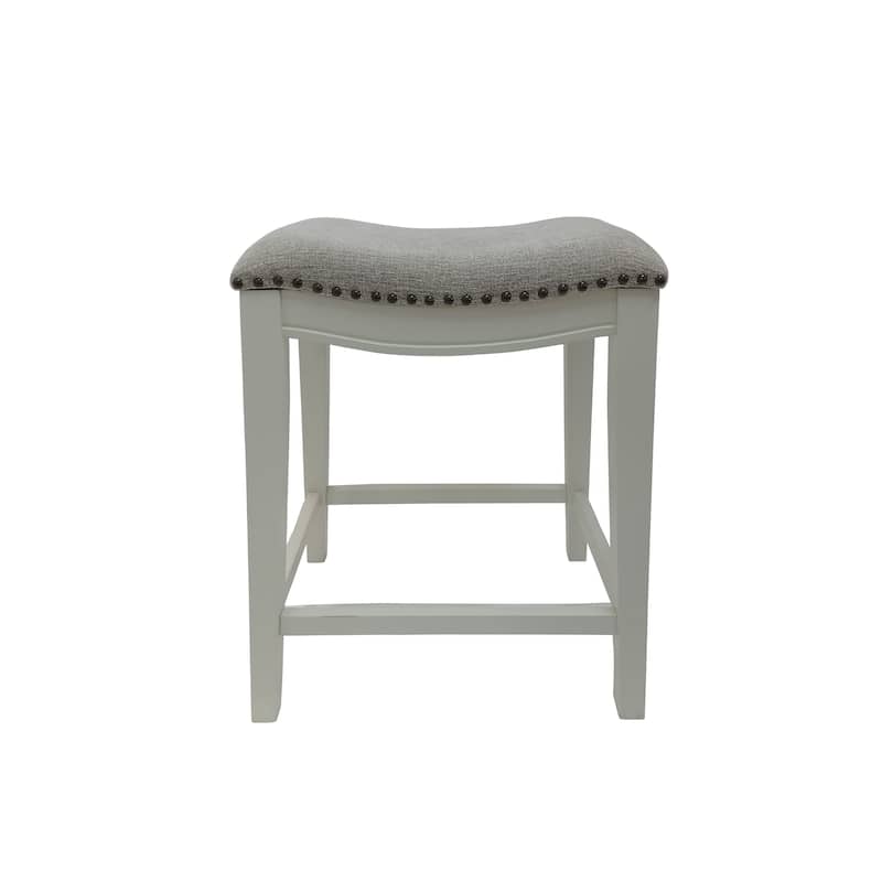 Carolina Living Sawyer 25" Saddle Counter Stool - Set of 2 - Missouri White, Fawn Chenille