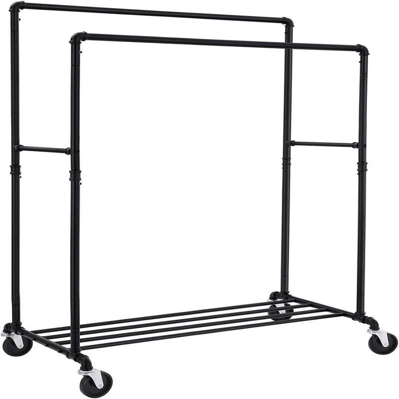 39.4 Inch Clothing Rack with Storage Shelf - 23.2"D x 39.4"W x 63.8"H - Balck