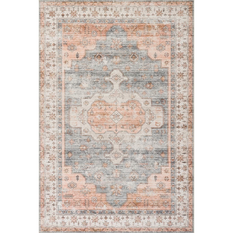Nuloom Vinka SplashGuard Machine Washable Area Rug - 5' x 8' - Light Orange - Rectangle