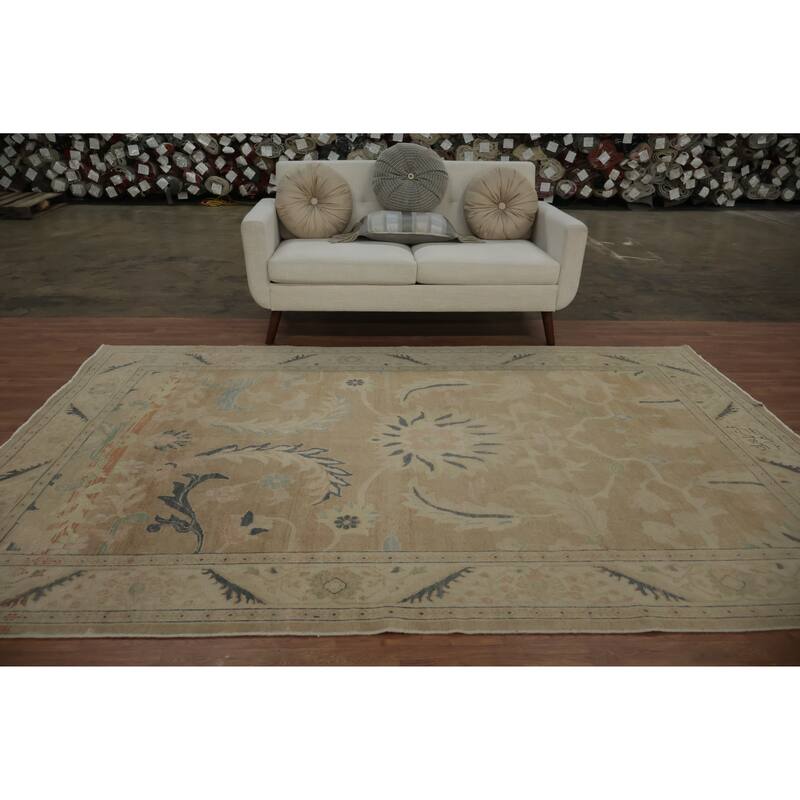 Hand Knotted Oriental 100% Wool Carpet Traditional Floral Brown Ziegler Area Rug - 9' 9'' X 6' 4''