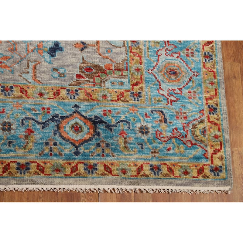Hand Knotted Oriental 100% Wool Carpet Transitional All-Over Greys & Charcoal Oushak Area Rug - 12' 0'' X 9' 2''