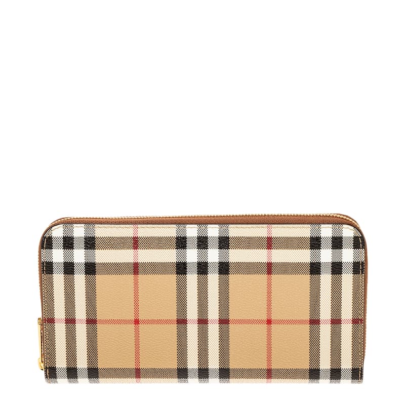 Burberry Check and Leather Zip Wallet - Archive Beige