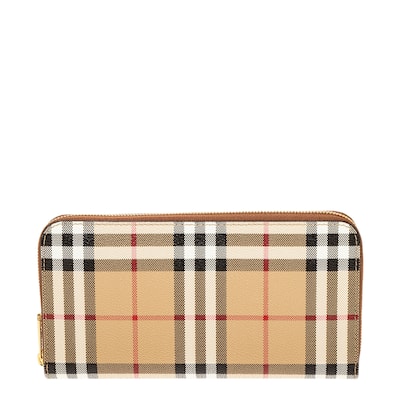 Burberry Check and Leather Zip Wallet