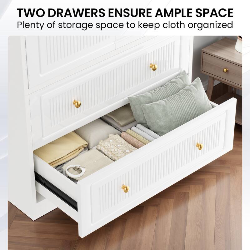 Pocassy Wardrobe Closet 70" Capacity Clothing Wardrobe Cabinet