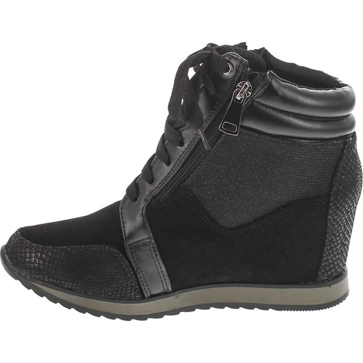 black wedge sneakers for women