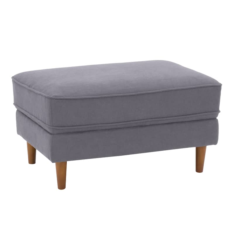 Mulberry Upholstered Mid-Century Modern Ottoman