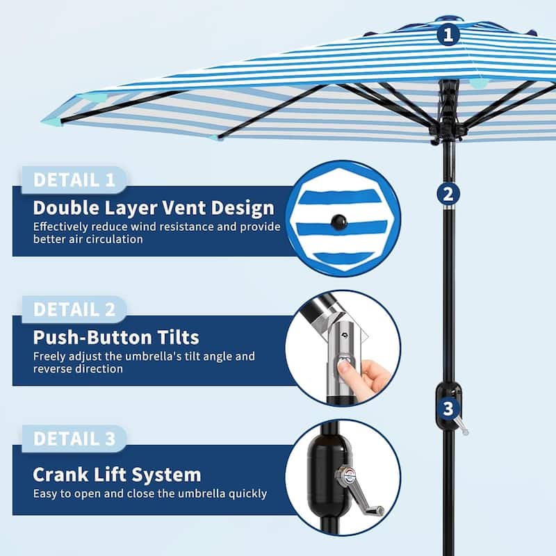 Outdoor 10FT Stripe Outdoor Patio Umbrella, UV Protection Waterproof for Pool Deck Yard