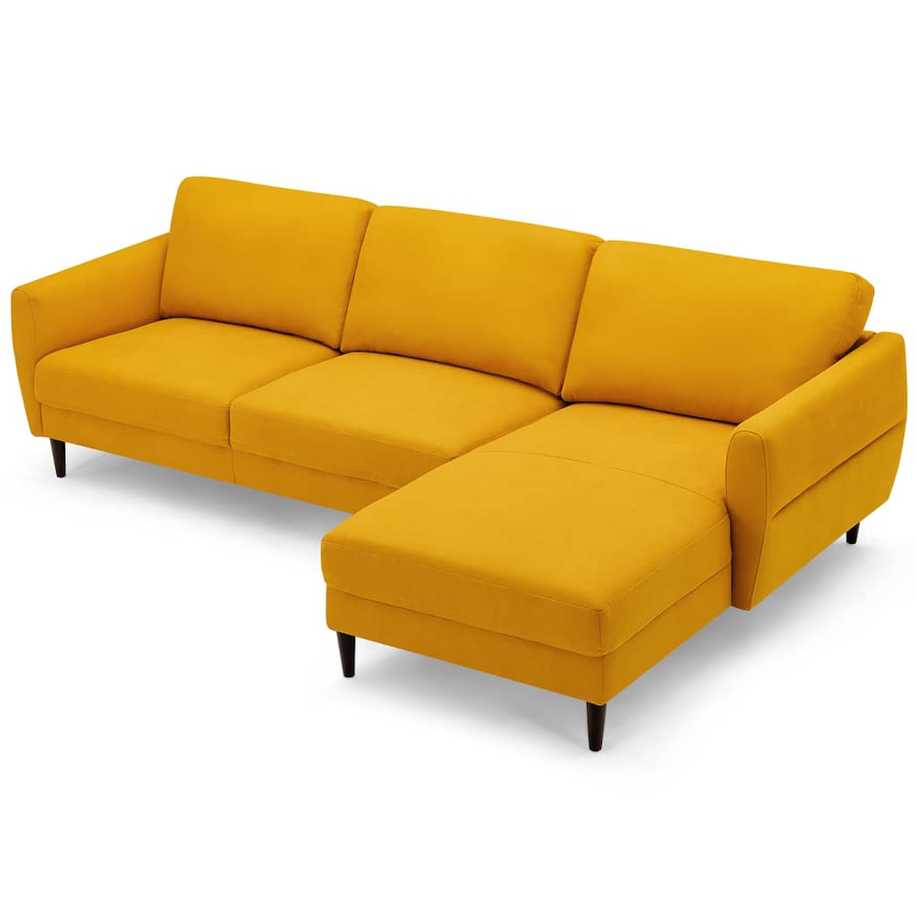 Costway 104'' L-Shaped Fabric Sectional Sofa w/ Chaise Lounge & Solid - 104'' x 60'' x 34''