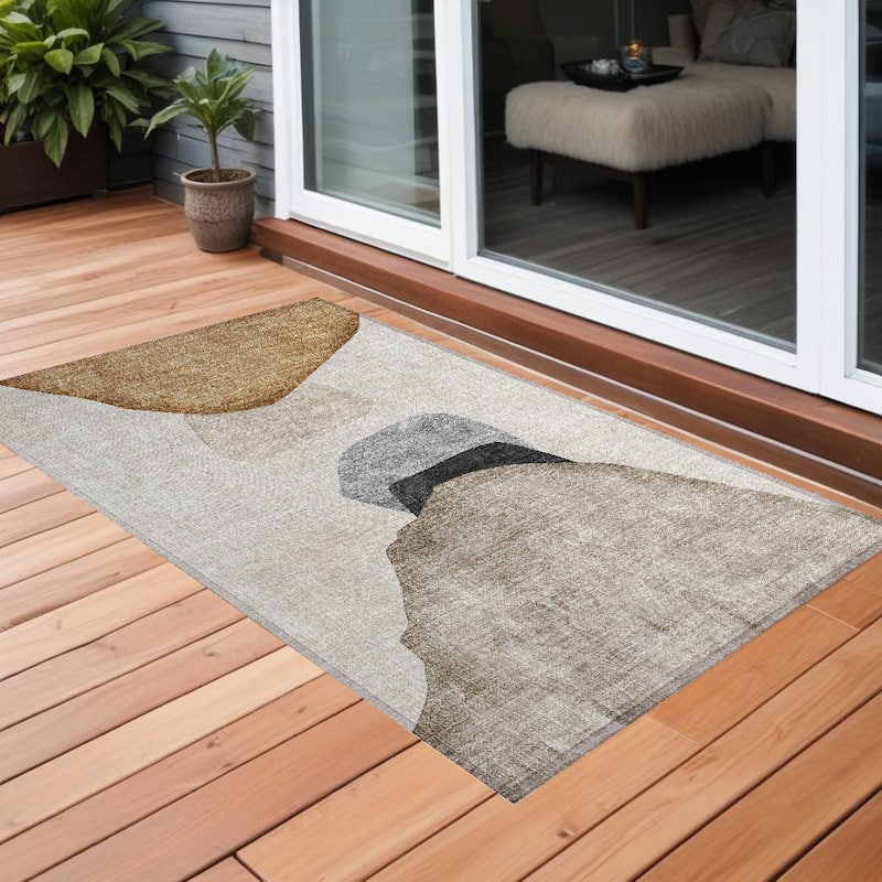 Namo Artistic Abstract Weather Resistant Classic Meets Modern Outdoor Rug - 2' x 3' - Multi