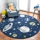 preview thumbnail 9 of 42, SAFAVIEH Carousel Kids Shaimaa Solar System Rug 3' Round - Navy/Ivory