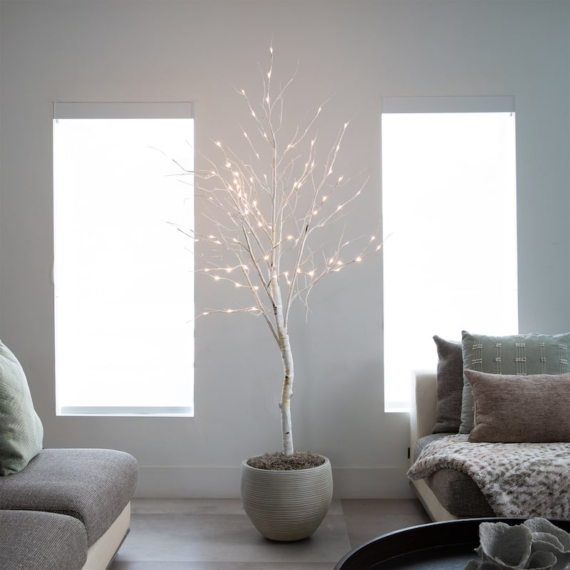 Pre-Lit White Birch Artificial Christmas Tree - 6' - Warm White LED Lights