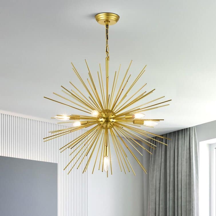 Maxax 7-Light Sputnik Sphere Chandelier with Wrought Iron Accents