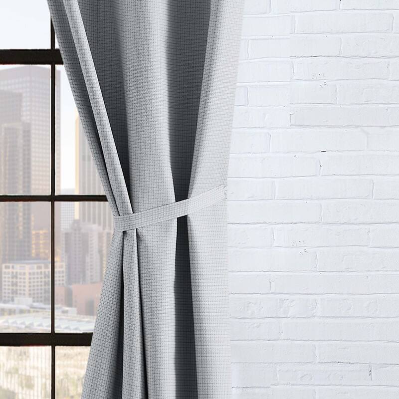 Lucky Brand Finley Textured Blackout Grommet Window Curtain Panel Pair with Tiebacks