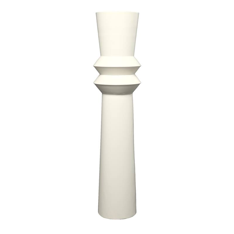 Metal Tall Art Deco Fluted Floor Decorative Vase - Black or Cream - Roche River Decor