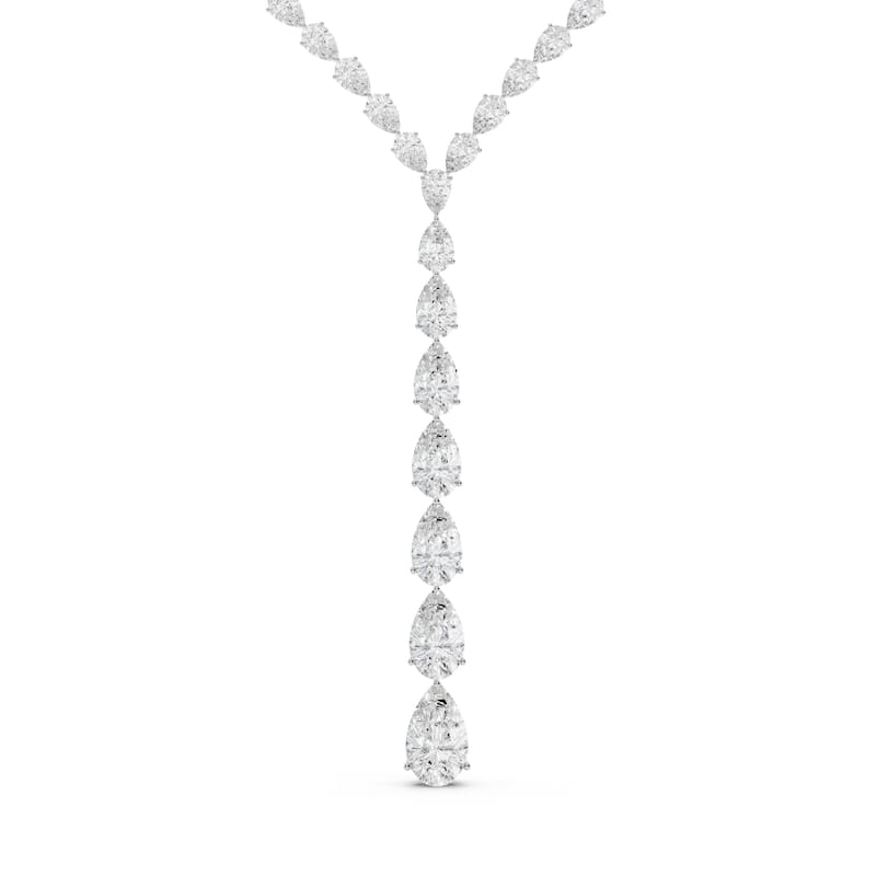 Auriya 14K Gold Lab Grown Pear-shaped Lariat Diamond Tennis Necklace 172.1/7 ct. tw. (F-G VS)