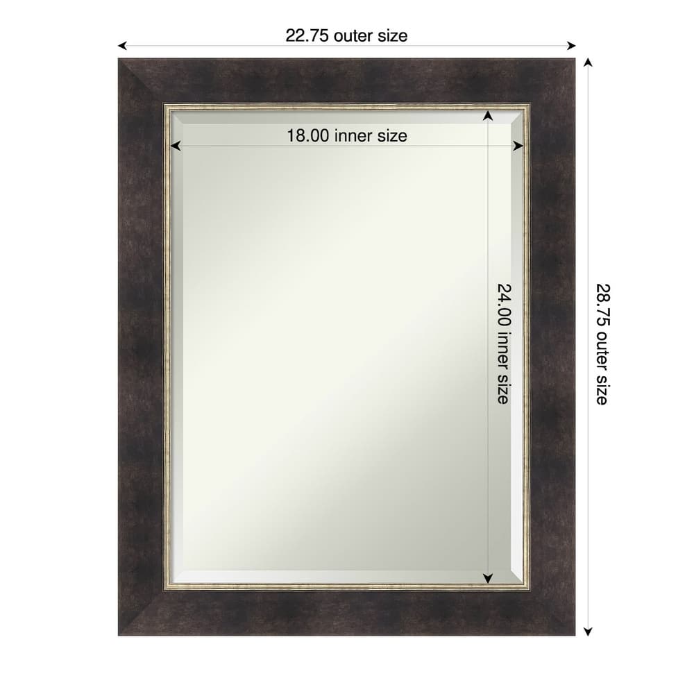 Odin Antique Bronze Beveled Wood Framed Bathroom Vanity Wall Mirror - Odin Antique Bronze