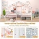 preview thumbnail 7 of 7, Double Twin Size Wooden Bed Frames with Built-in Table for Kids