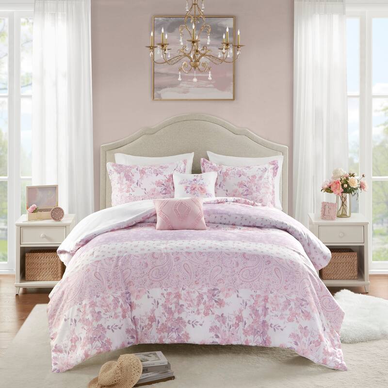 Intelligent Design Elodie Floral Paisley Comforter Set - Pink - Queen