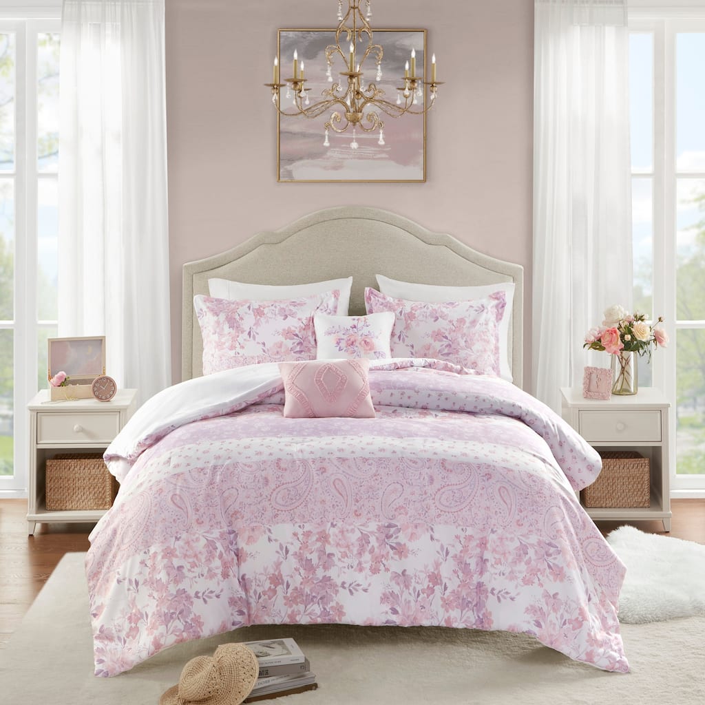 Rossetta 5-Piece Romantic Vintage Floral Paisley Print Twin/Twin XL Comforter Set