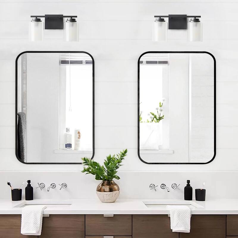 Modern 2-Light Bathroom Vanity Lighting Fixture with Cylinder Clear Glass