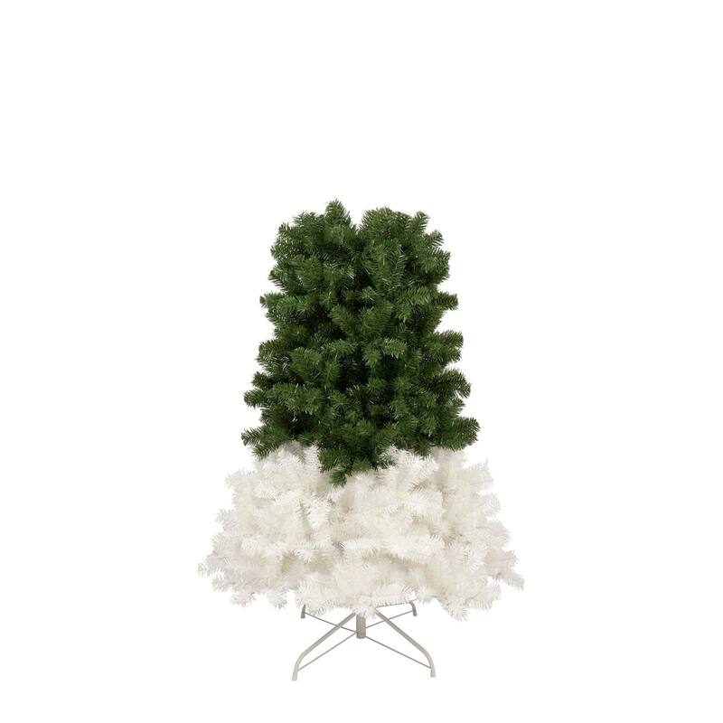 6FT Hinged Fir Artificial Fir Bent Top Christmas Tree, 1250 Lush Branch Tips, 300 LED Lights X-mas